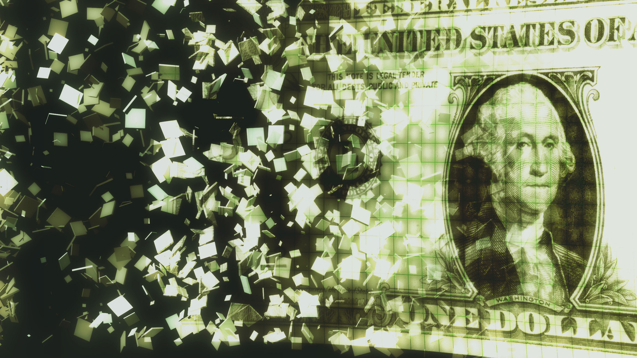 US dollar bill and binary code (Digital Composite) - stock illustration